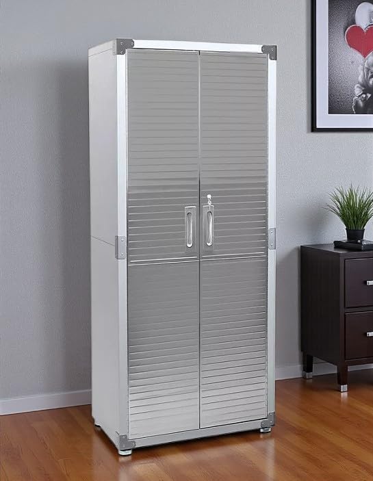 Heavy Duty Storage Solid Stainless Steel Cabinet with Lockable, Adjustable Shelf, Metal Garage Organizer (Granite, 30" W x 18" D x 72" H)