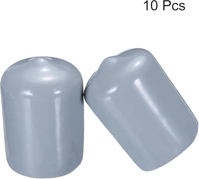 uxcell 10pcs Rubber End Caps 19mm(3/4") ID Vinyl Round End Cap Cover Screw Thread Protectors, Grey