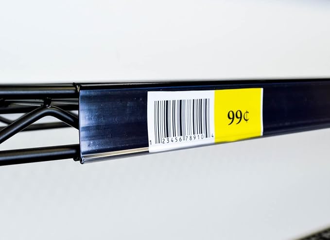 | Wire Shelf Ticket and Label Holder with Protective Window for Label Inserts | Perfect for Metro Style Shelves | 44.5" | 50 Pack | Black