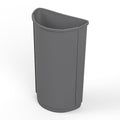 21-Gallon Half-Round Commercial Gray Trash Can - Wall-Hugging Waste Receptacle for High-Traffic Spaces