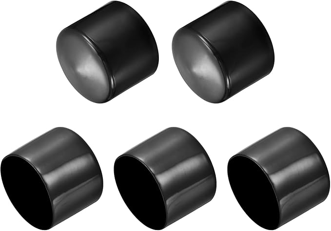 uxcell 5pcs Rubber End Caps 2 3/16"(55mm) ID Vinyl PVC Round Tube Bolt Cap Cover Screw Thread Protectors Black