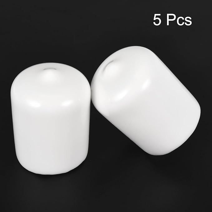 uxcell 5pcs Rubber End Caps 21mm ID Vinyl PVC Round Tube Bolt Cap Cover Screw Thread Protectors White