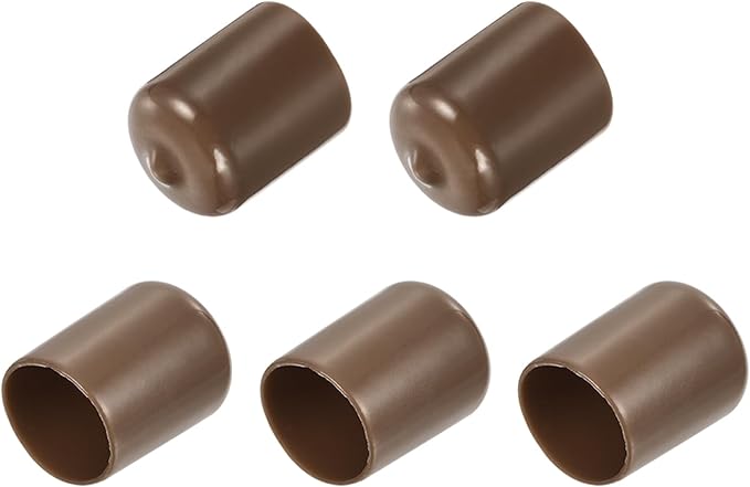 uxcell 5pcs Rubber End Caps 22mm(7/8") ID Vinyl PVC Round Tube Bolt Cap Cover Screw Thread Protectors Brown