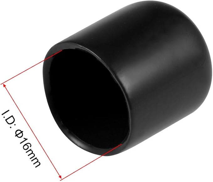 uxcell 10pcs Rubber End Caps 16mm ID Vinyl Round End Cap Cover Screw Thread Protectors Black