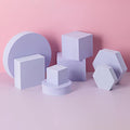 8PCS Geometric Cube Photo Props Set, Hard Foam Photography Background Props for Goods, Crafts, Lipstick, Jewelry, Cosmetics, Makeup Tools, Food (Purple)