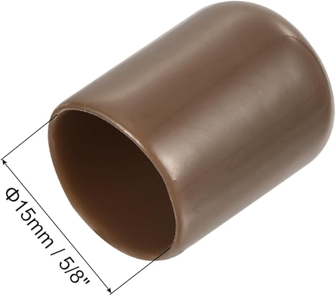 uxcell 10pcs Rubber End Caps 15mm(5/8") ID Vinyl Round End Cap Cover Screw Thread Protectors Brown