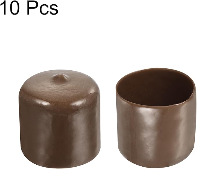 uxcell 10pcs Rubber End Caps 33mm(1 5/16") ID Vinyl Round End Cap Cover Screw Thread Protectors Brown