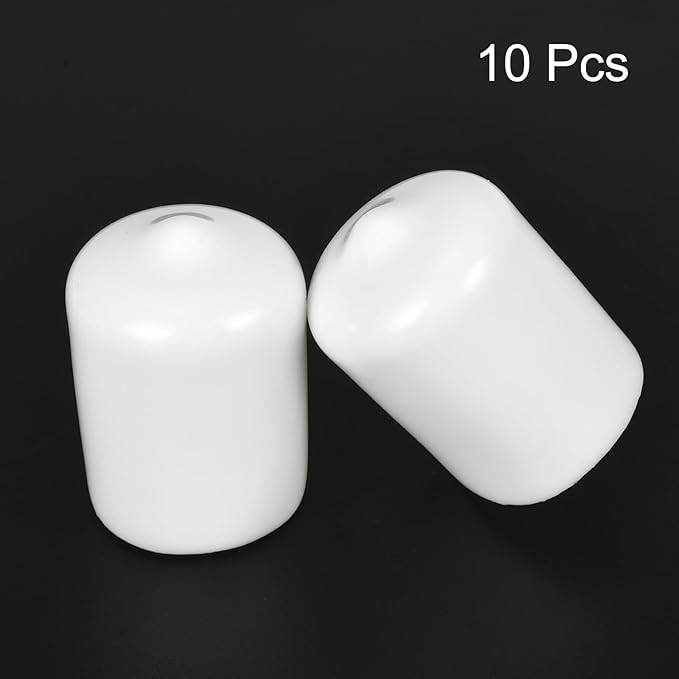 uxcell 10pcs Rubber End Caps 16mm ID Vinyl Round End Cap Cover Screw Thread Protectors White
