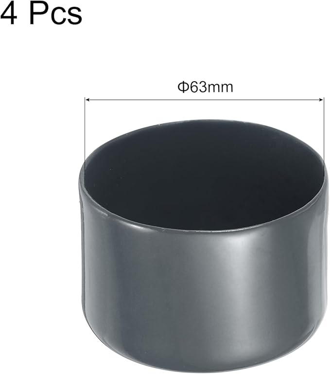 uxcell 4pcs Rubber End Caps 63mm(2 1/2 Inch) ID x 40mm(1 9/16 Inch) H Vinyl Round End Cap Cover Screw Thread Protectors Dark Grey, 40mm Height