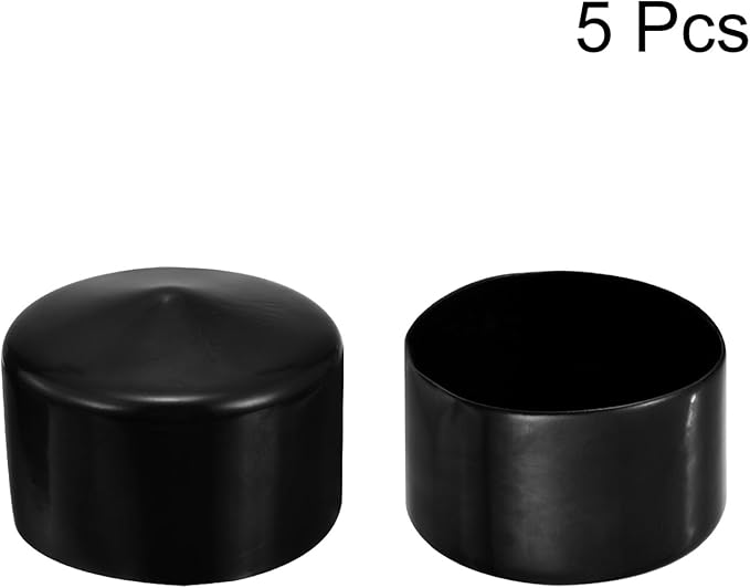 uxcell 5pcs Rubber End Caps 2 3/4"(70mm) ID Vinyl PVC Round Tube Bolt Cap Cover Screw Thread Protectors Black