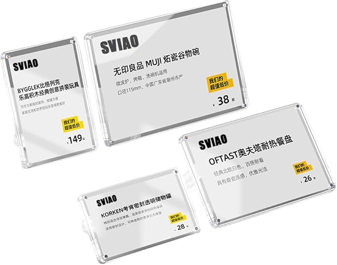 Acrylic Label Holder Price Tag Displays Sign Holder Data Card Holder Ads Display Stand (C: 100*70mm/3.94*2.76 inches)