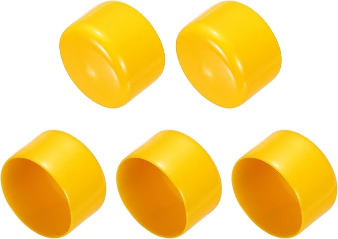 uxcell 5pcs Rubber End Caps 60mm(2.4 Inch) ID Vinyl PVC Round Tube Bolt Cap Cover Screw Thread Protectors Yellow