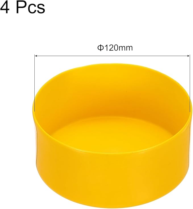 uxcell 4pcs Rubber End Caps 120mm(4.7 Inch) ID Vinyl Round End Cap Cover Screw Thread Protectors Yellow, 50mm Height
