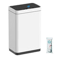 Mbillion Automatic Touchless 15 Gallon Motion Sensor Trash Can Stainless Steel Smart Trash Cans with Lid Rectangular Garbage Can for Kitchen Bedroom Home Office White