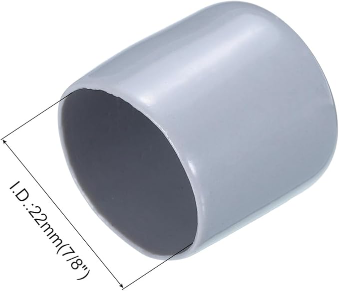 uxcell 5pcs Rubber End Caps 22mm(7/8") ID PVC Vinyl Round Tube Bolt Cap Cover Screw Thread Protectors Grey