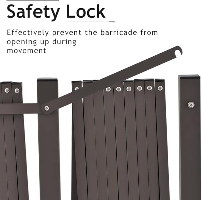 GYMTIME Industrial Expandable Metal Barricade, Safety Barrier with Casters, Flexible Mobile Folding Gate, Adjustable Traffic Fence for Warehouse, Shopping mall, Garden, Brown, 18 Feet, 47 inch High