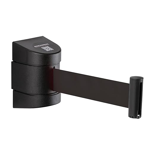DuraSteel Wall Mount Crowd Control Retractable Belt Barrier - 9.2 Ft Black Retractables Barrier Belt w/ABS Casing Do Not Enter Crowd Control Barriers Line Divider NOT Stanchions with Retractable Belts
