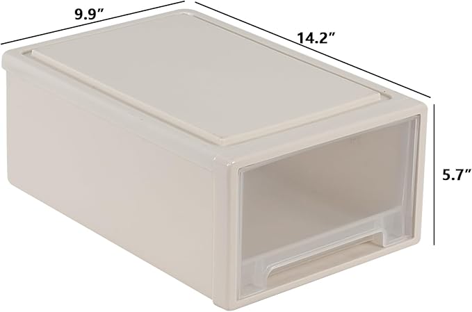 4 Pack Plastic Stackable Chest Storage Drawer Bins, 12 Quart Stacking Drawer Unit