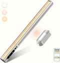 Battery Powered Operated Wall Strip Lights, Motion Sensor LED Light Bar Indoor, Rechargeable Magnetic Under Cabinet Lighting Wireless with Remote Control for Picture Shelf Bathroom – Silver