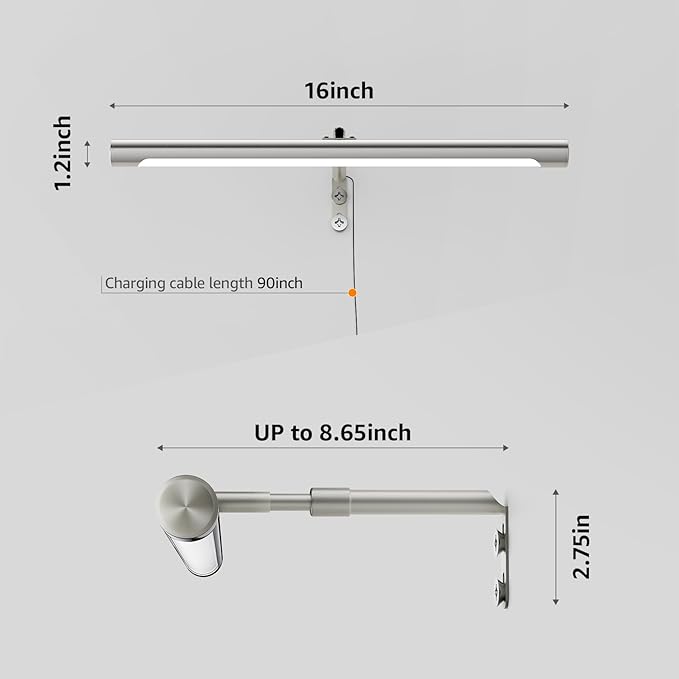 Picture Lights for Paintings Plug in, 16" Adjustable LED Picture Light Art Light with Timer, Remote Control Gallery Painting Wall Light for Picture Display Frame Dartboard Art Work (Nickel)