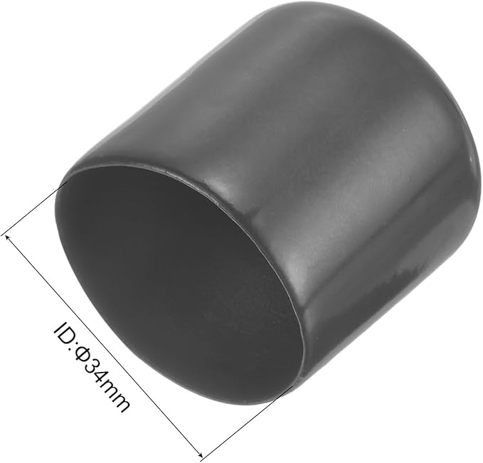 uxcell 4pcs Rubber End Caps 34mm(1 5/16") ID Vinyl Round End Cap Cover Screw Thread Protectors Dark Grey, 30mm Height