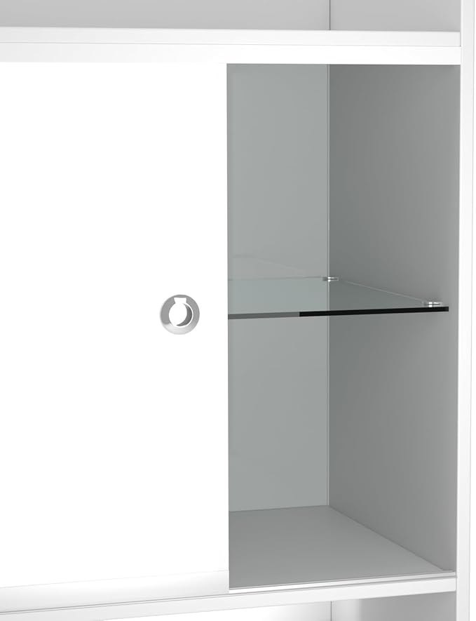 24”W * 18”D * 38”H - Retail Cash Register Stand， White Cash Wrap Checkout Desk，Counter Stand with Glass Display Cabinet for Retail