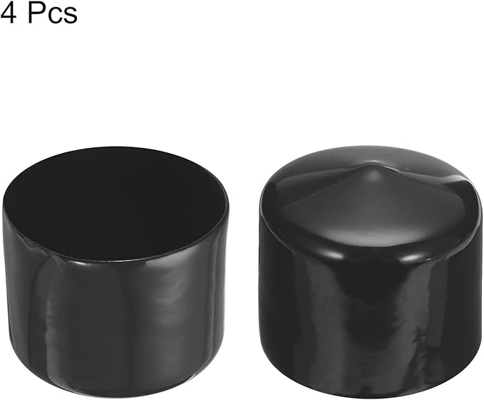 uxcell 4pcs Rubber End Caps 54mm ID Vinyl Round End Cap Cover Screw Thread Protectors Black, 40mm Height