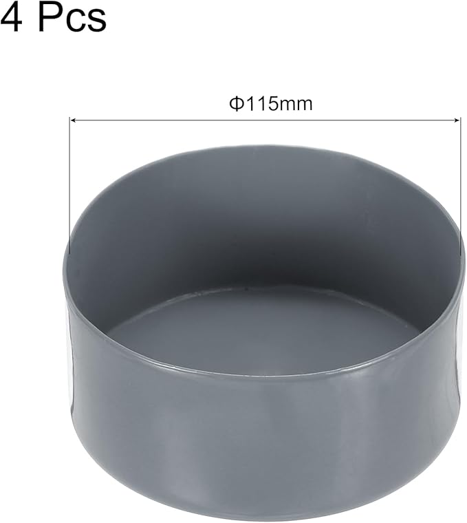 uxcell 4pcs Rubber End Caps 115mm(4 1/2 Inch) ID x 80mm(3 1/8 Inch) H Vinyl Round End Cap Cover Screw Thread Protectors Light Gray