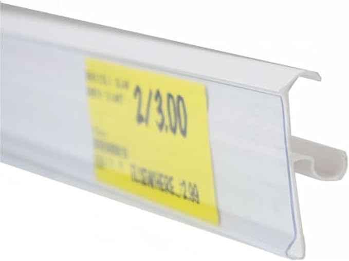 Price Tag Holder and Molding for Double Wire Cooler/Freezer Shelves | 28" Long | 1.25" High | 50 Pack | White
