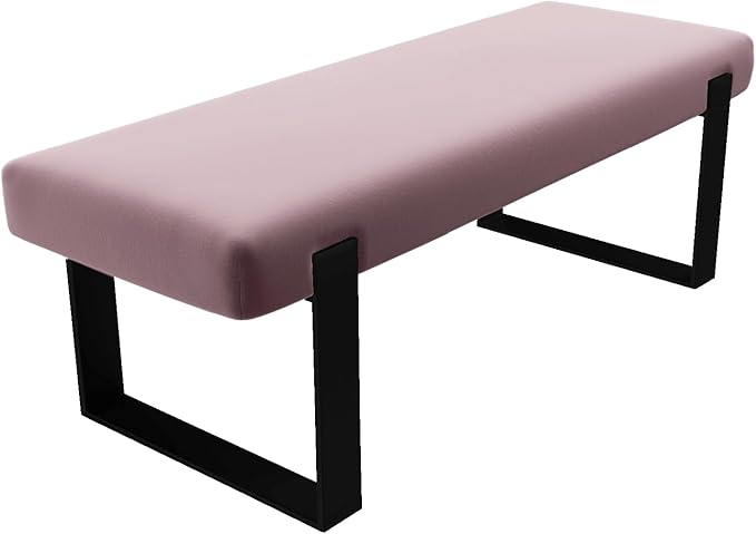 VANT Upholstered Bed Bench - Velvet Dusty Rose - Matte Black - Contemporary Modern, Bedroom Bench Seat, Hallway, or Entryway