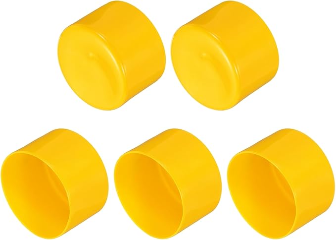 uxcell 5pcs Rubber End Caps 75mm(3 Inch) ID Vinyl PVC Round Tube Bolt Cap Cover Screw Thread Protectors Yellow