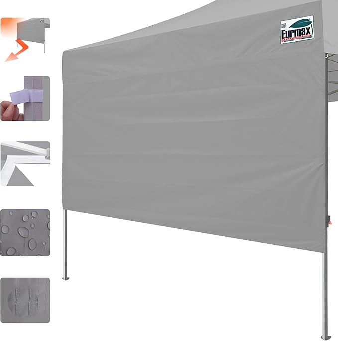 Eurmax USA 10ft Instant Canopy SunWall Canopy Tent Sidewall for Pop Up Canopy Tent,1 Pack Removable Sidewall Only(Grey)