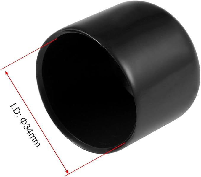 uxcell 10pcs Rubber End Caps 34mm ID Vinyl Round End Cap Cover Screw Thread Protectors Black