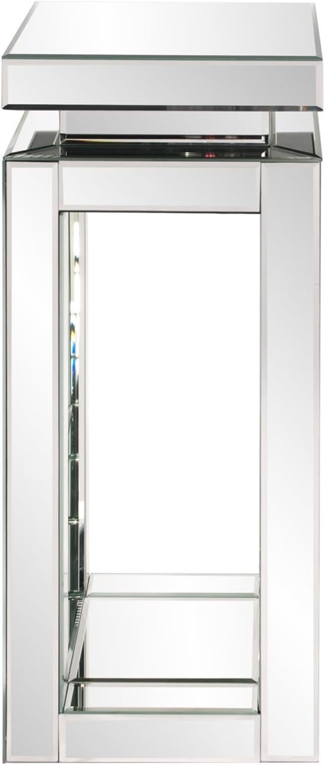 Howard Elliott Small Silver Mirrored Pedestal Accent Table for Home Decoration, Mirrored Finish Design End Table for Bedroom, Entryway or for Any Room, 12 x 12 x 28 Inches