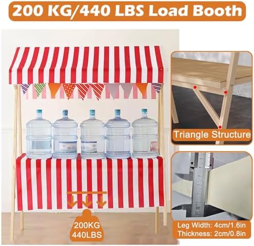Foldable Vendor Cart with Wheels - Portable Outdoor Concession Stand Booth for Farmers Markets, Street Fairs, and Vending Displays - Mobile Kiosk Stall for Easy Setup
