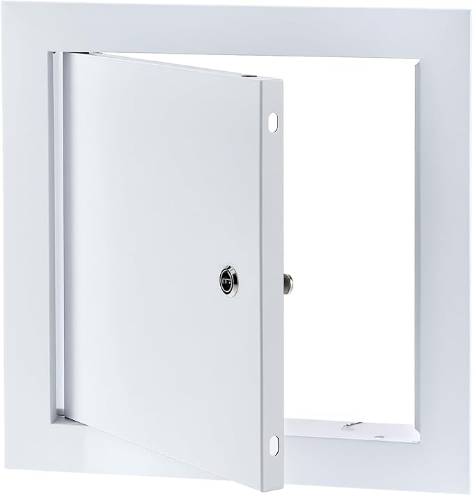 QWORK Aluminum Alloy Access Panel 8" x 8" – Service Shaft Door with Screwdriver Latch for Drywall & Ceiling, White