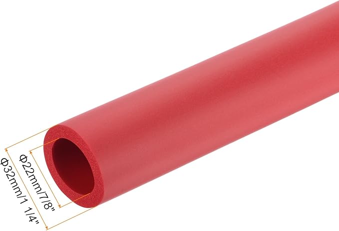 uxcell Foam Tubing for Handle Grip Support,22mm(7/8") ID 32mm(1 1/4") OD 0.3 Meter/1ft Length Red