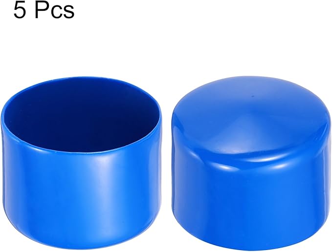 uxcell 5pcs Rubber End Caps 63mm(2.5 Inch) ID Vinyl PVC Round Tube Bolt Cap Cover Screw Thread Protectors Blue