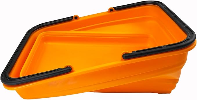 SAMMART Collapsible Basket with Handle 8L (2.1 Gallon) - Portable Outdoor Picnic Basket/Crate - Foldable Basin for Washing Dishes,Camping,Hiking (Mandrain Red)