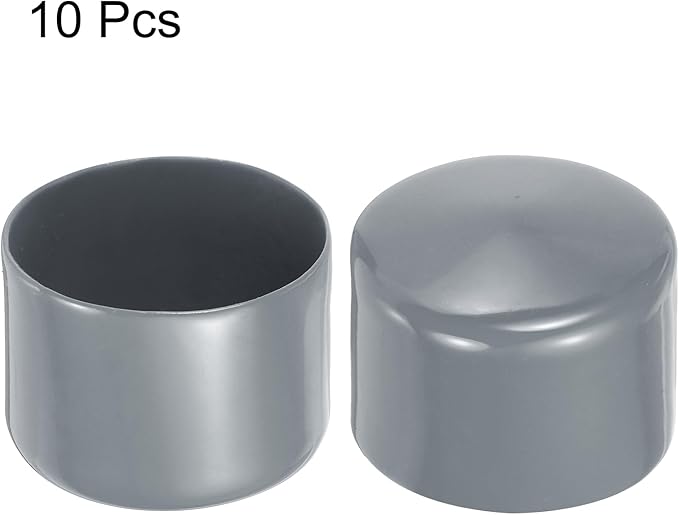 uxcell 10pcs Rubber End Caps 63mm(2 1/2 Inch) ID Vinyl Round End Cap Cover Screw Thread Protector Light Grey