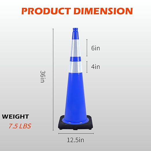 360 Pack 36" Blue Traffic Cones with Black Base – Large Bulk Safety Cones for Commercial Use, Road Work, and Event Setup (360, Blue, 36 Inch)