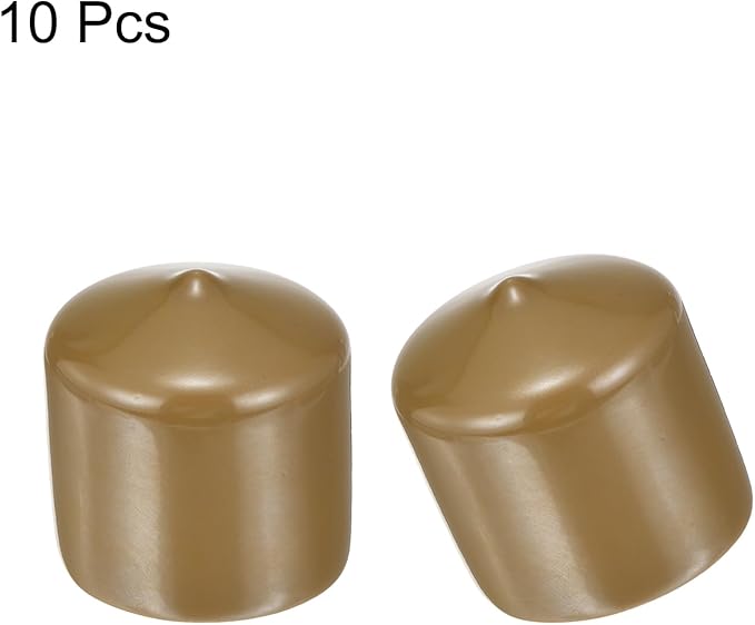 uxcell 10pcs Rubber End Caps 36mm ID Vinyl Round End Cap Cover Screw Thread Protectors Light Brown