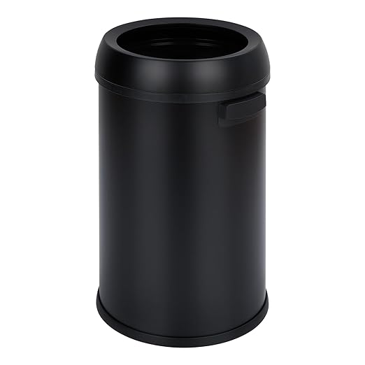 TrailBlaze 65L/17 Gallon Commercial Kitchen Trash Can - Stainless Steel, Open Top, Heavy Duty, Large Capacity Rubbish & Recycling Bin for Home, Office, Restaurant - Black Matte Open