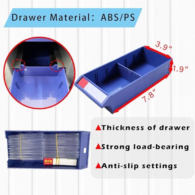 60 Drawer Parts Cabinet with Doors GarageOrganizer Steel ABS Materials for Parts Storage Drawer Size 7.8 * 3.9 * 1.9 Inch