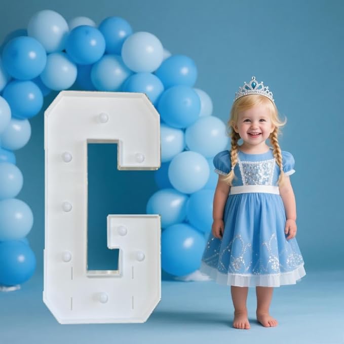 PRELIFE MEMORY 3FT/36 Inch Light Up Marquee Letter A-Z, White Frame KT Board Plug-in KT Board with Bracket White LED Party Decorative Light Decoration for Birthday Party Anniversary (G)