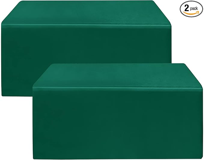 HolidayIdeas Fitted Green Tablecloths - 72 x 30 Inch - 2 Pack Rectangle Table Clothes for 6 Foot Tables, Polyester Fabric Table Cover for Christmas, Parties, Wedding, Trade Show, Banquet