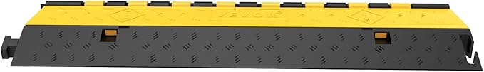 VEVOR 5 Pack Rubber Cable Protector Ramp 2 Channel Heavy Duty 66,000 lbs Load Capacity Cable Wire Cord Cover Ramp Speed Bump Driveway Hose Cable Ramp Protective Cover (2-Channel, 5 Pack-66,000 lbs)