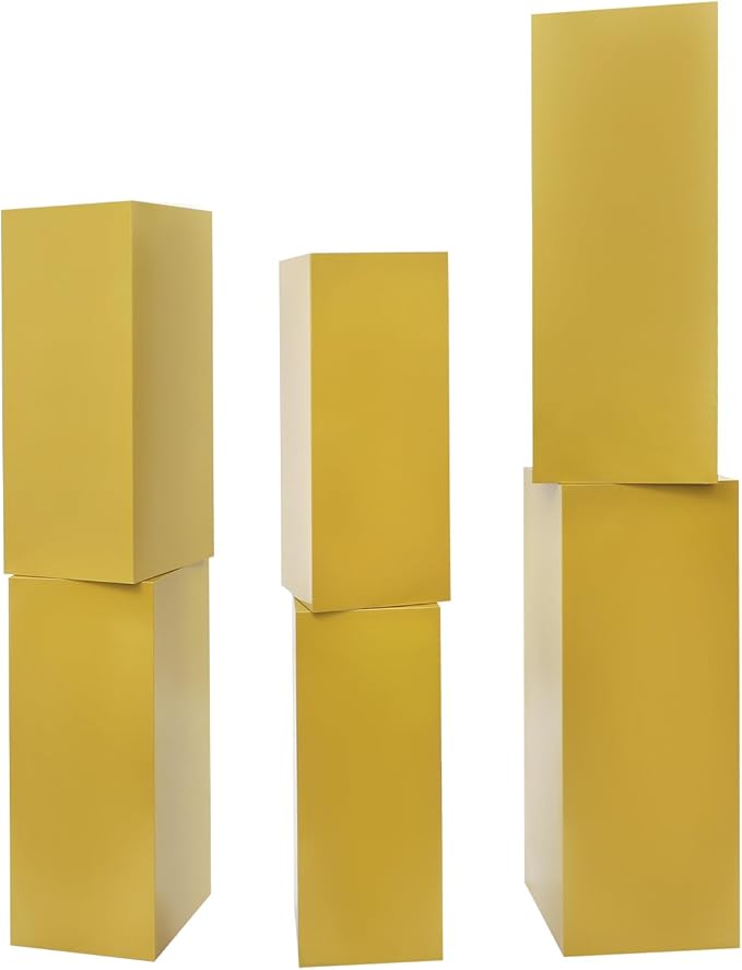 6Pcs Metal Display Pedestal Stands, Square Flower Display Pillars Rack for Wedding Party Decor, Dessert Table Display Cake Plant, Column Decorative Cube (Gold, 6PCS)