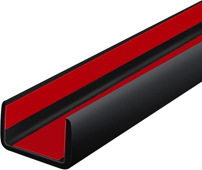 Rubber Edge Trim, Self Adhesive U Channel Edge Trim, Big Size U Shaped Trim, Edge Banding for Plywood, Woods, Shelf, Cabinet, Countertop, Size 3/8"(10mm), Length 20Ft, Black