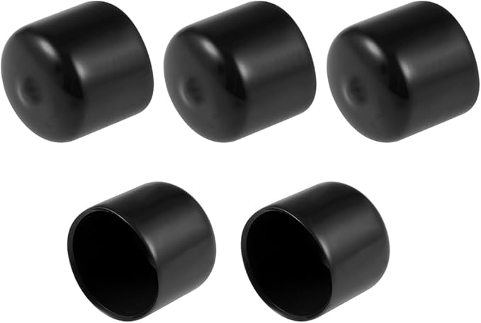 uxcell 5pcs Rubber End Caps 26mm ID Vinyl Round Tube Bolt Cap Cover Screw Thread Protectors Black